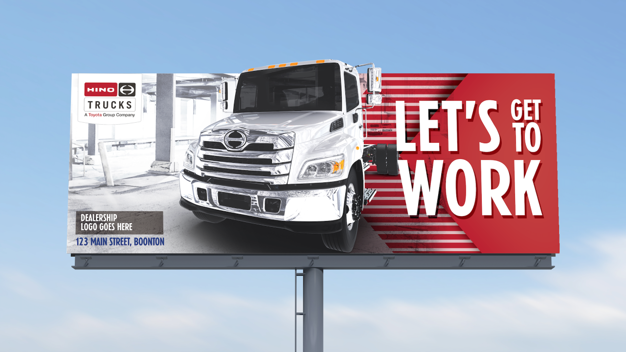 Photo of a Hino advertisement outside on a billboard